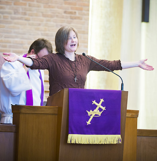 woman student preaches at church