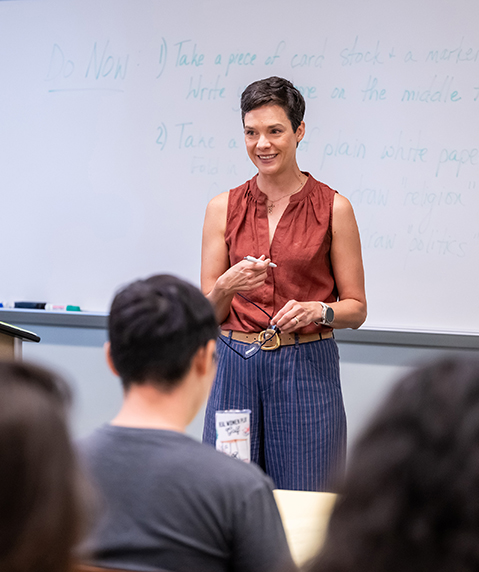 Dr. Alison Greene lecturing in classroom